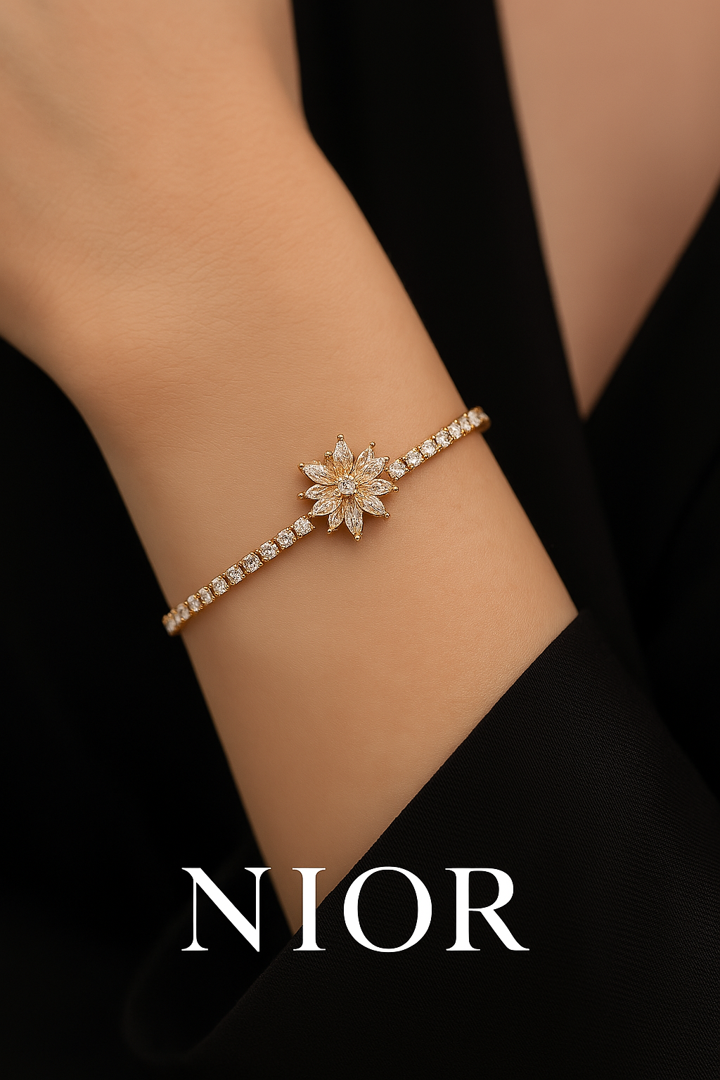 gold rengi zirkon taşli bileklik